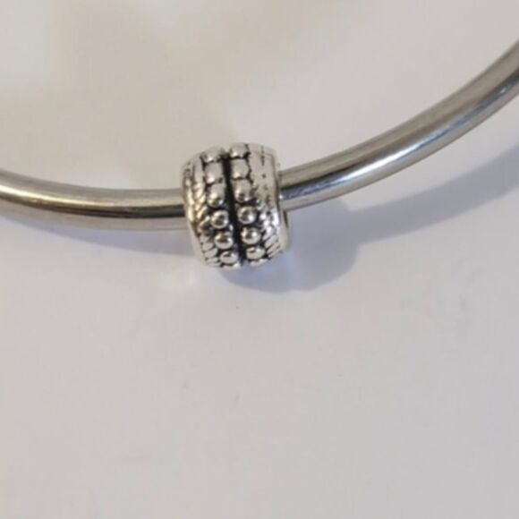 Silver Studded Spacer Charm for Pandora Style Bracelet - Picture 4 of 4